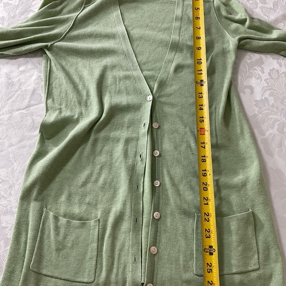 Banana Republic Womens Fall Casual Silk Blend Green Cardigan Sweater Size Medium - Picture 6 of 10